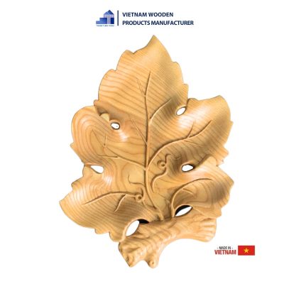 Grape Leaf-Shaped Wooden Tray