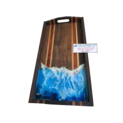 Wooden Epoxy Wave Serving Tray with Handles