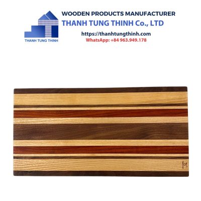Rectangular Wooden Cutting Board with Symmetrical Patterns