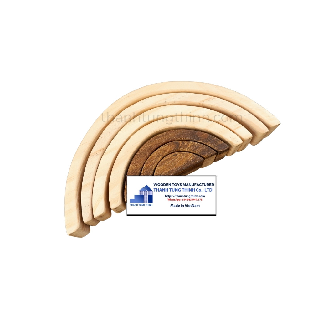 wholesale wooden rainbow stacking toy for kids
