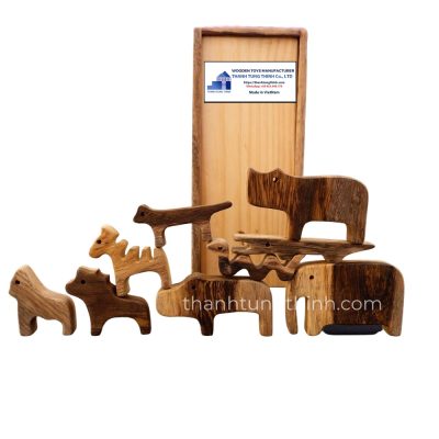 wooden animal balancing stacking toy set