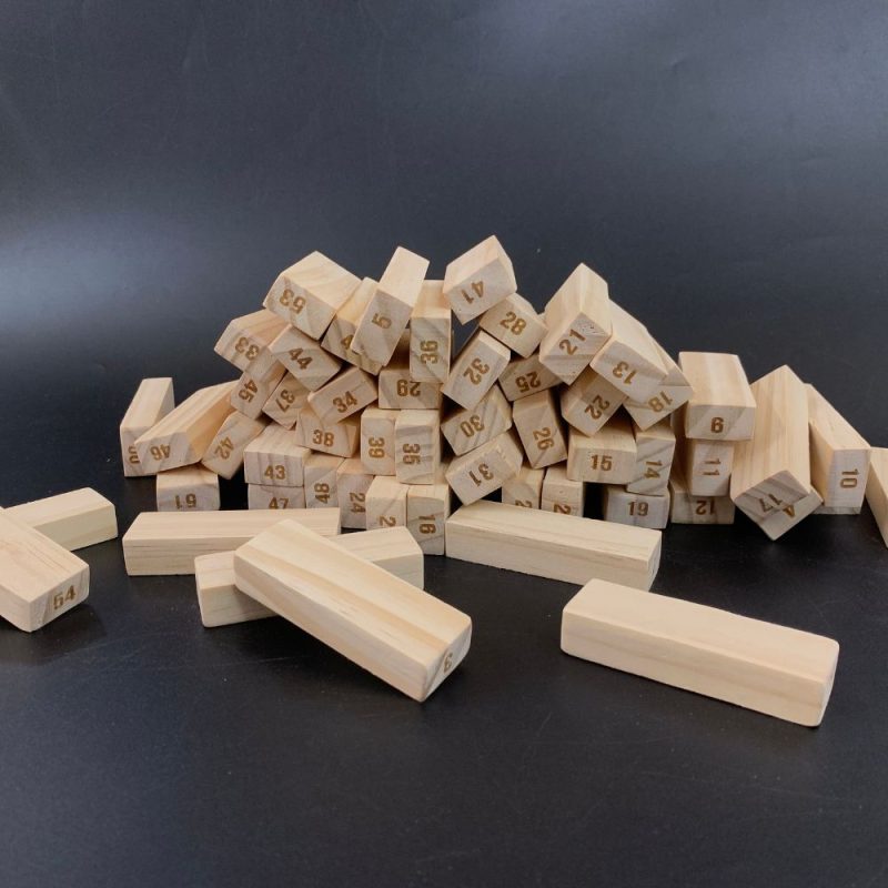 wooden blocks of tumbling tower toy set, also called jenga game