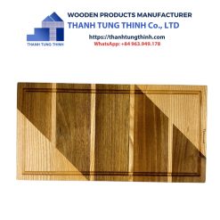 Rectangular Wooden Cutting Board with Diagonally Grained Patterns