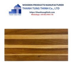 Rectangular Wooden Cutting Board with Alternating Brown Stripes