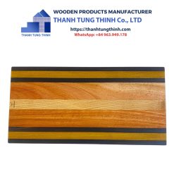 Rectangular Wooden Cutting Board with Symmetrical Multi-Colored Grain