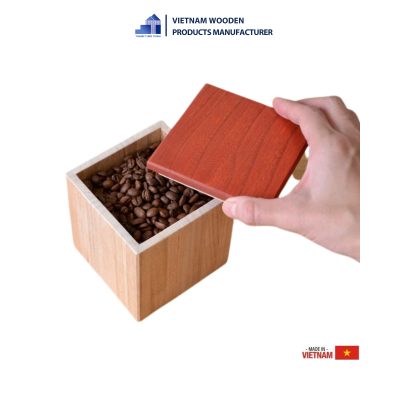 Simple Wooden Cube Coffee Box 
