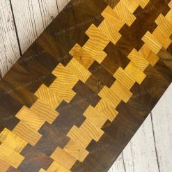 Rectanglar Wooden Tray with Symmetrical Patterns