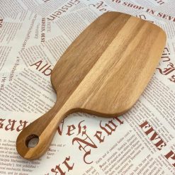 Alternative view of Rounded Edges Wooden Cutting Board with Off-Center Handle