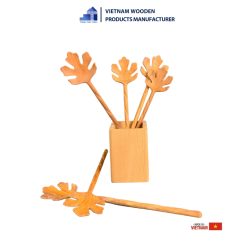 Maple Leaf-Shaped Wooden Spoon