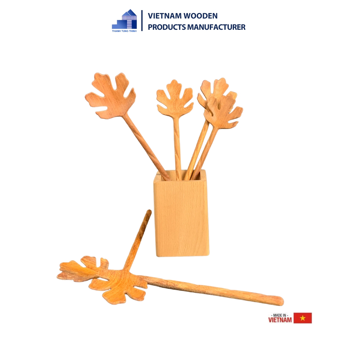 Maple Leaf-Shaped Wooden Spoon