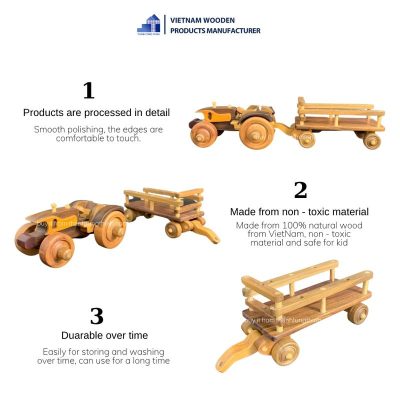 wooden toy farm tractor and trailer
