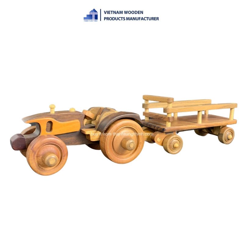 Wooden Tractor and Trailer Toy