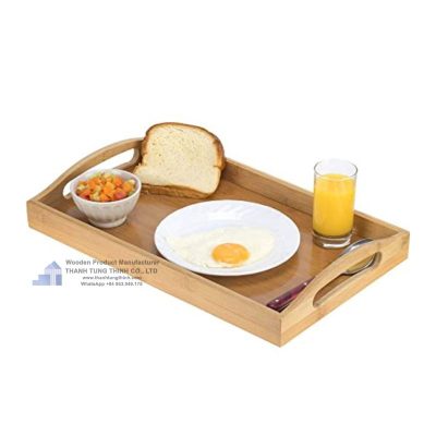 Rectangular Wooden Tray with Handle