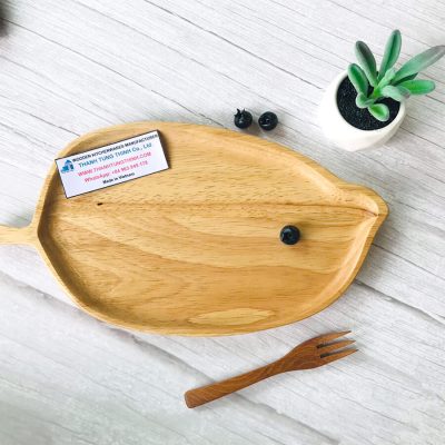 Natural Leaf-shaped wooden tray