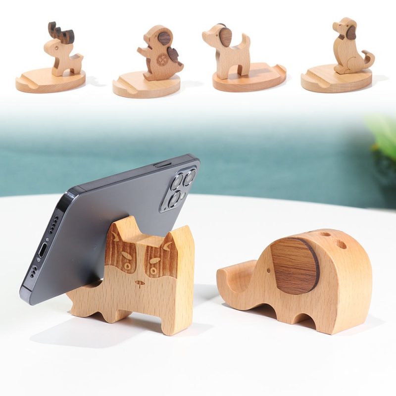 Wooden cellphone stands offer a perfect combination of functionality and aesthetic charm