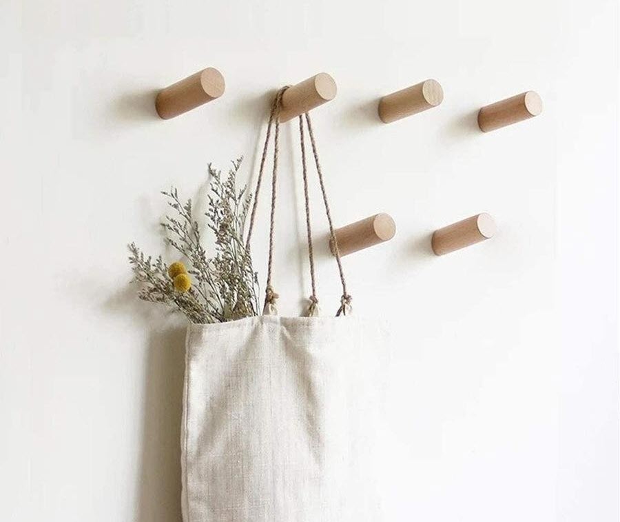 Minimalist wooden wall hooks