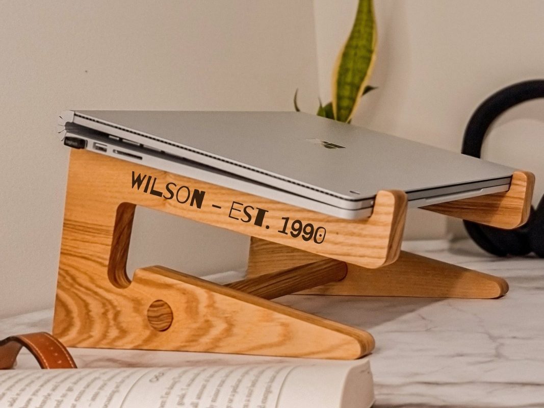 personalized wooden laptop stand