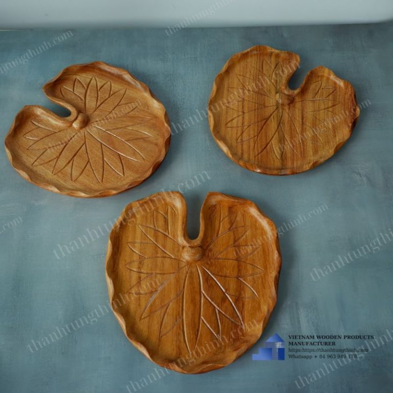 Thanh Tung Thinh Wholesale Lotus Leaf-Shaped Wooden Trays