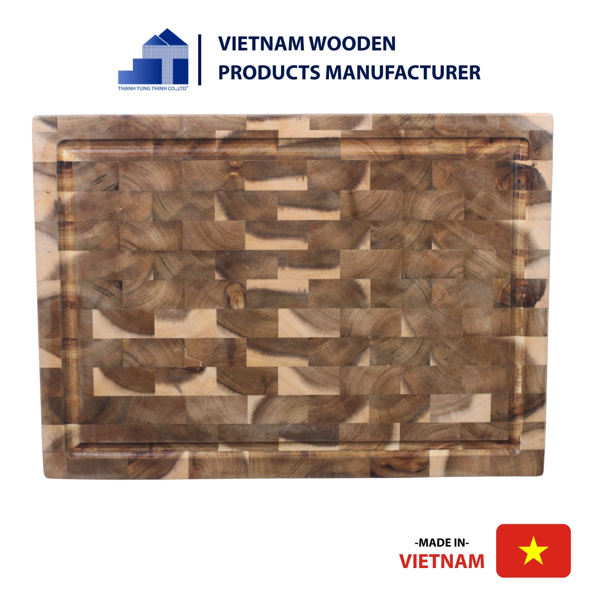 End grain acacia cutting board