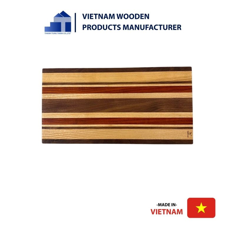 Rectangular Wooden Chopping Board with Symmetrical Patterns