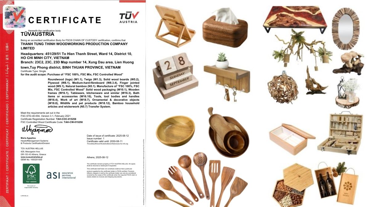 FSC Certified Products Manufactured by Thanh Tung Thinh