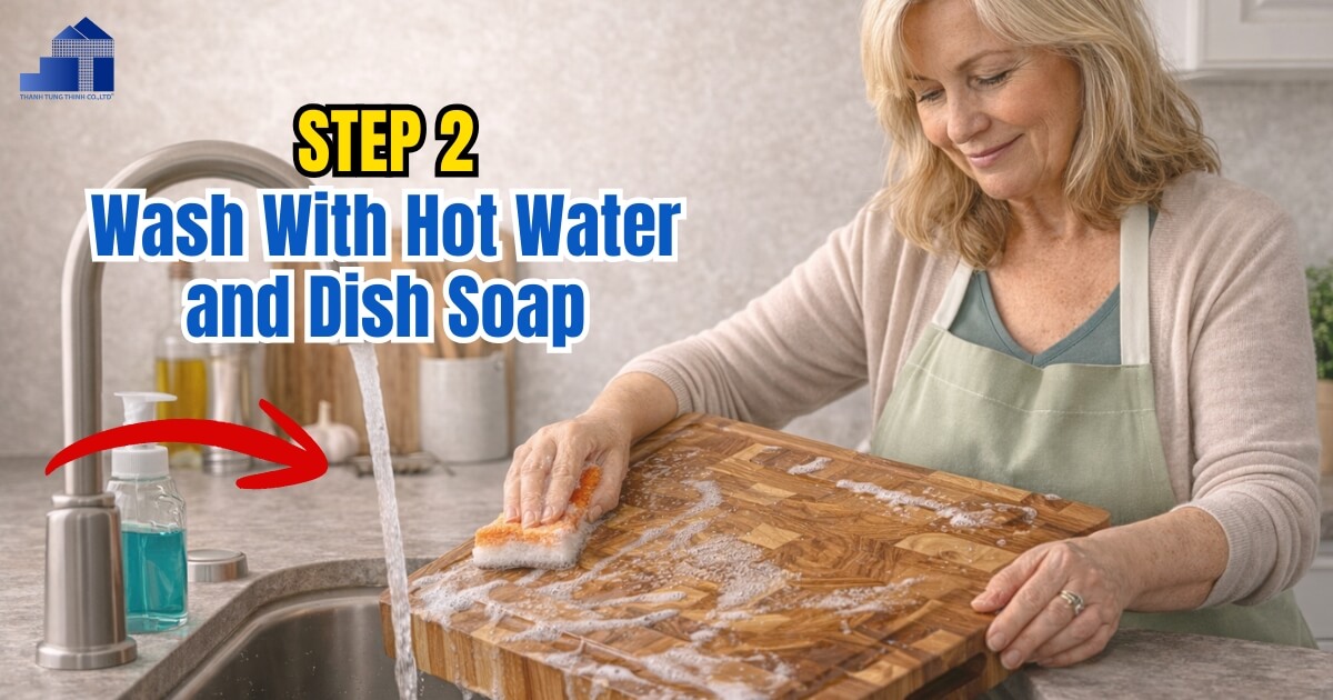 Step 2 – Wash With Hot Water and Dish Soap