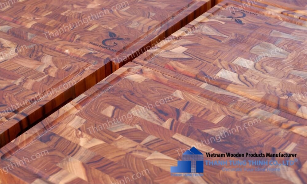 Large cutting boards are made to order with intricate mosaic patterns.