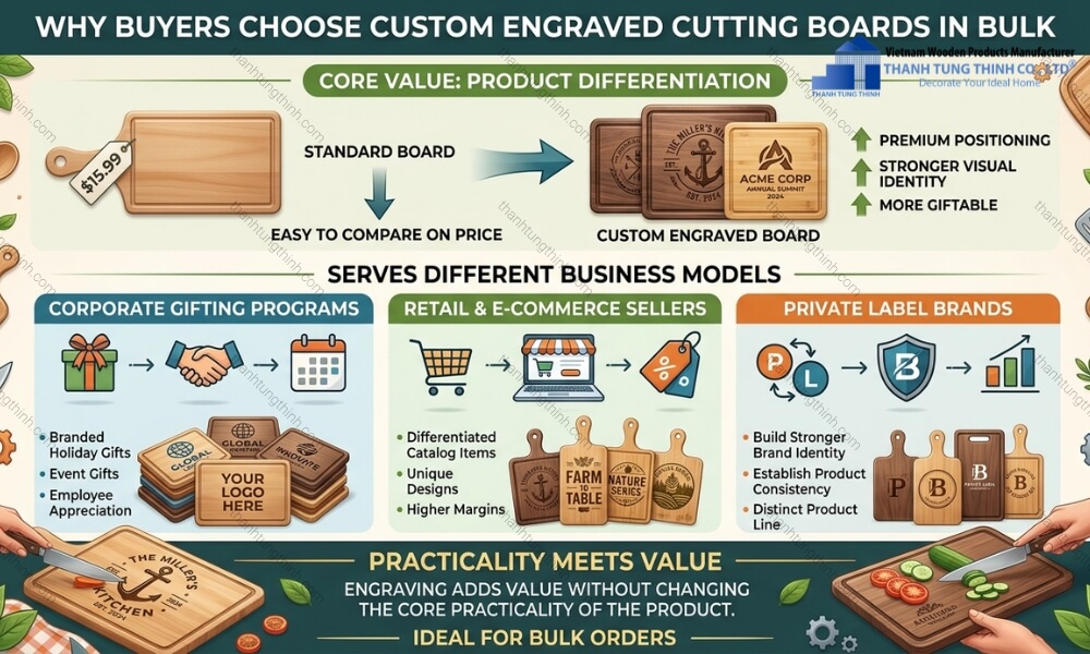 Business benefits of custom engraved cutting boards bulk order