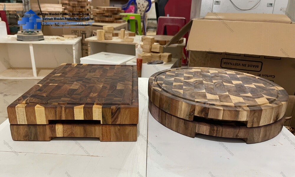 Diverse shapes of Made in Vietnam End Grain Cutting Boards Wholesale