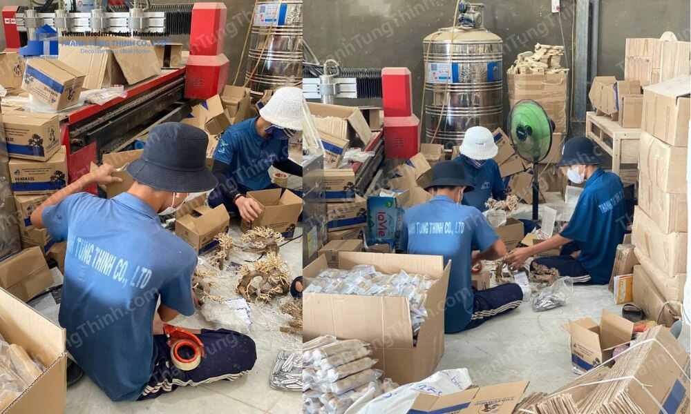 Workers packing products amid Supplier Overcapacity Problems
