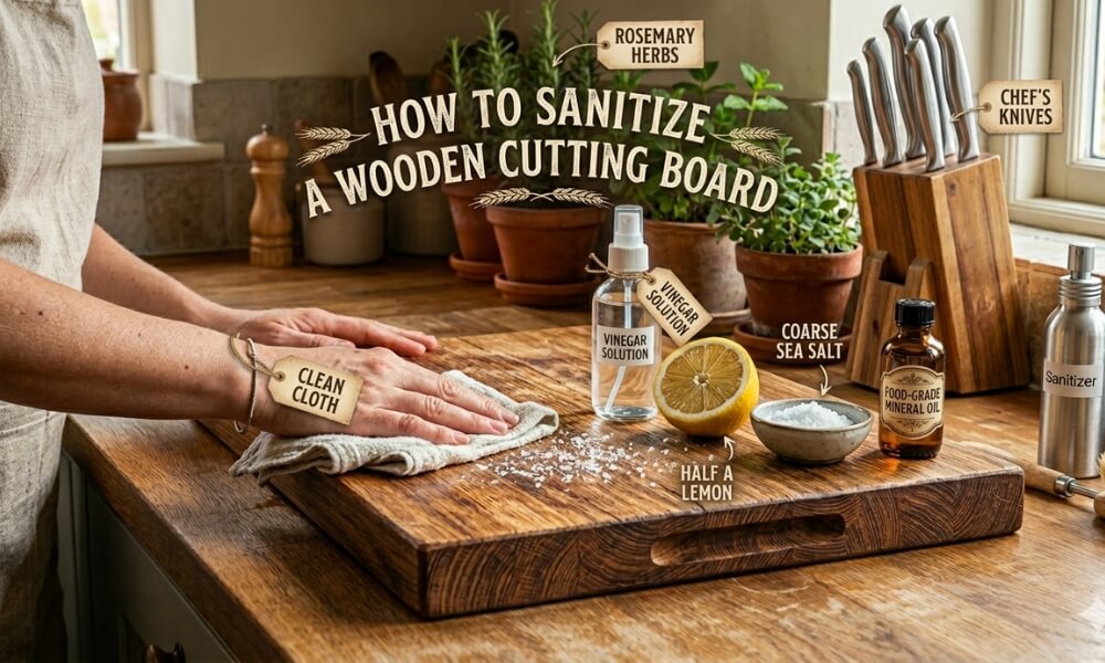 How to Sanitize a Wooden Cutting Board (Safe, Proven & Food-Grade Methods)