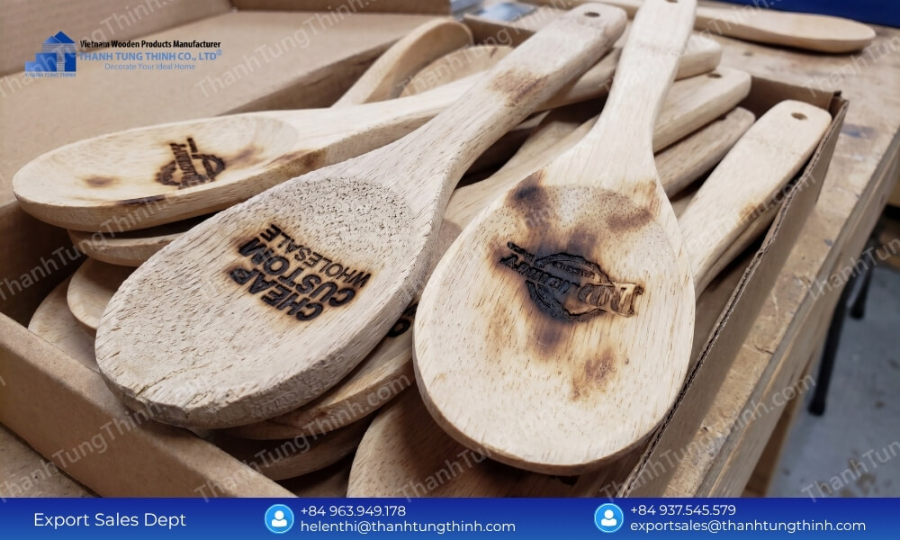 Sharp Logos Zero Smudges Quality Control in Custom Wooden Spoon Wholesale