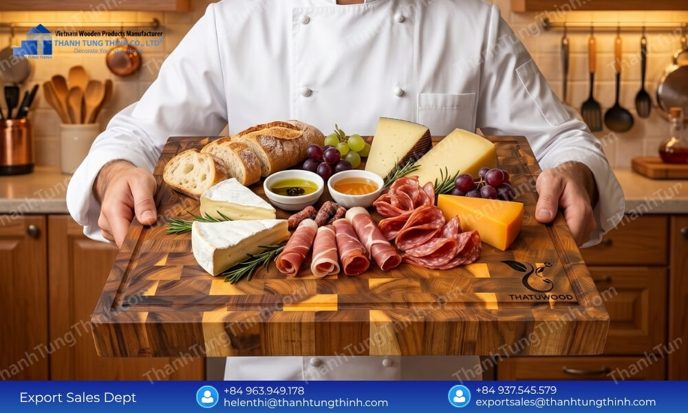 Heavy-Duty Teak Wood Serving Boards for Restaurants & Hotels