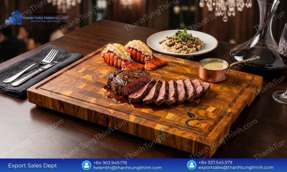 Heavy-Duty Teak Wood Serving Boards for Restaurants & Hotels