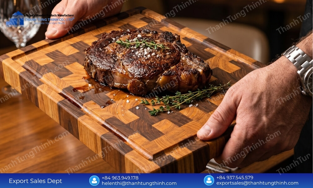Heavy-Duty Teak Wood Serving Boards for Restaurants & Hotels