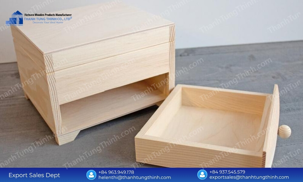 A completely unboxed premium container with a matching separated storage piece showing elite odm wooden jewelry box production capabilities
