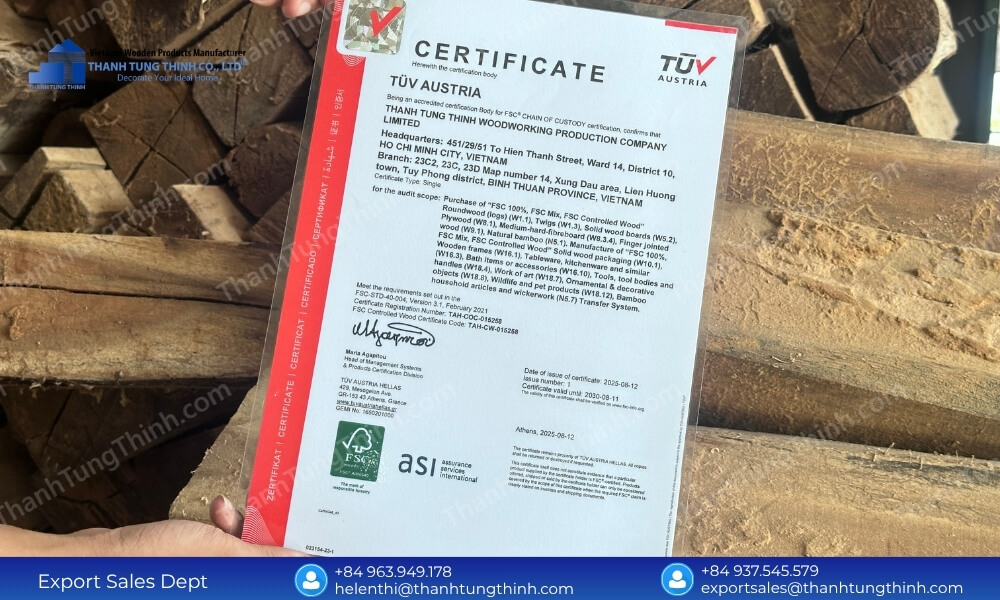 FSC certification for sustainable wood sourcing used to manufacture the best wooden jewelry boxes