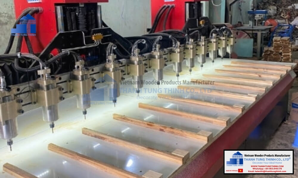 High precision CNC wood cutting machinery inside factory producing wholesale eco friendly sustainable wood jewelry boxes