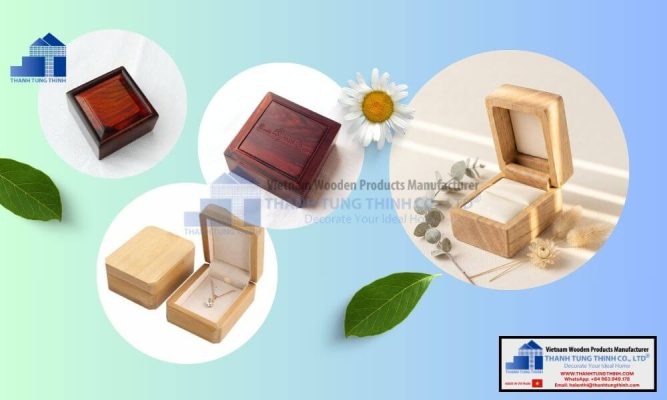 Elegant collection of classic and minimalist designs for a square wooden jewelry box featuring velvet lining