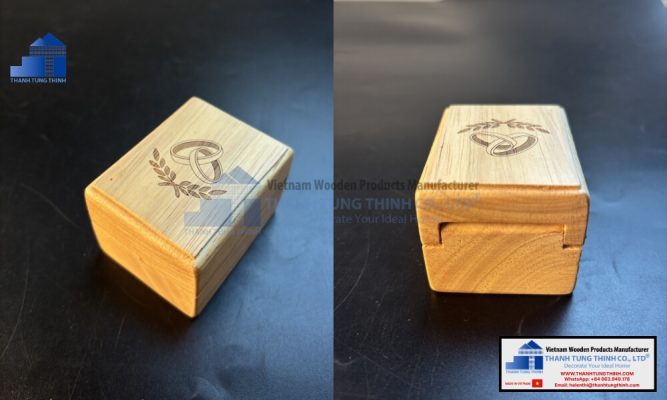 closed and open custom logo printed wooden jewelry boxes with precision branding