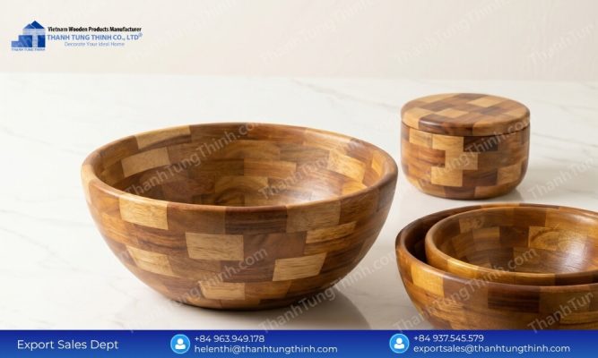 Custom eco friendly nested bowl sets from a factory direct wholesale wooden bowls manufacturer