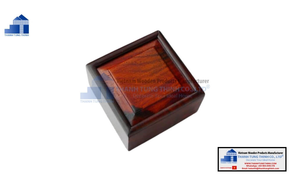 Compact Square Small Wooden Jewelry Box