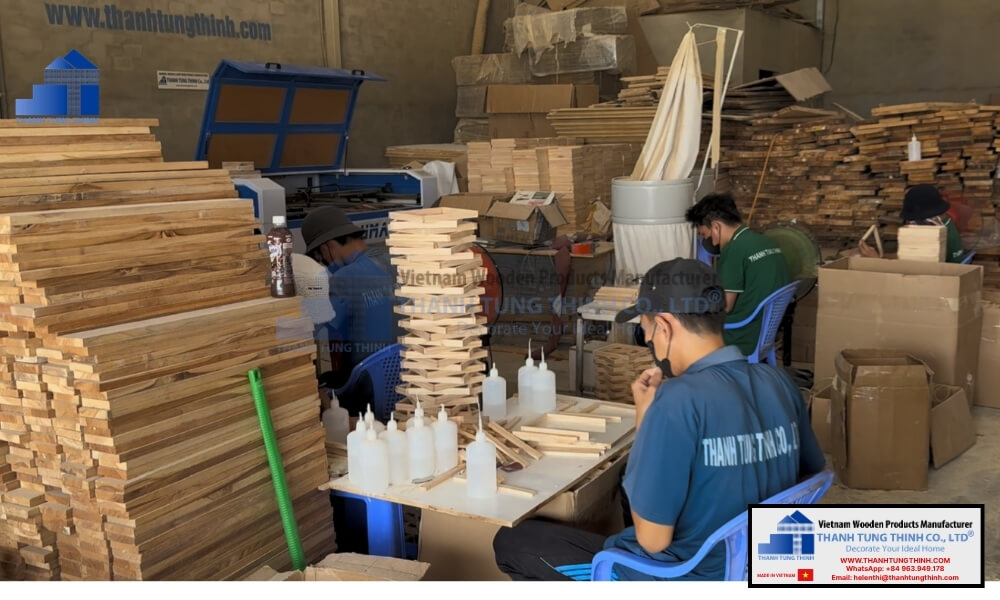 Production line and raw materials for making small wooden jewelry boxes in bulk
