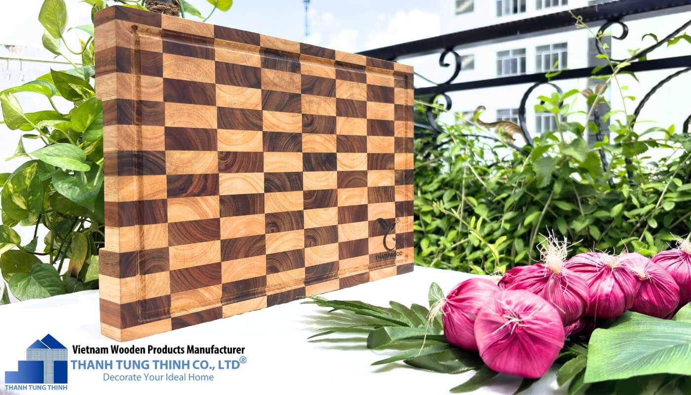 Actual image of Premium Teak and Rubberwood Checkerboard Cutting Board For Kitchen, Decor and Gifts | 01