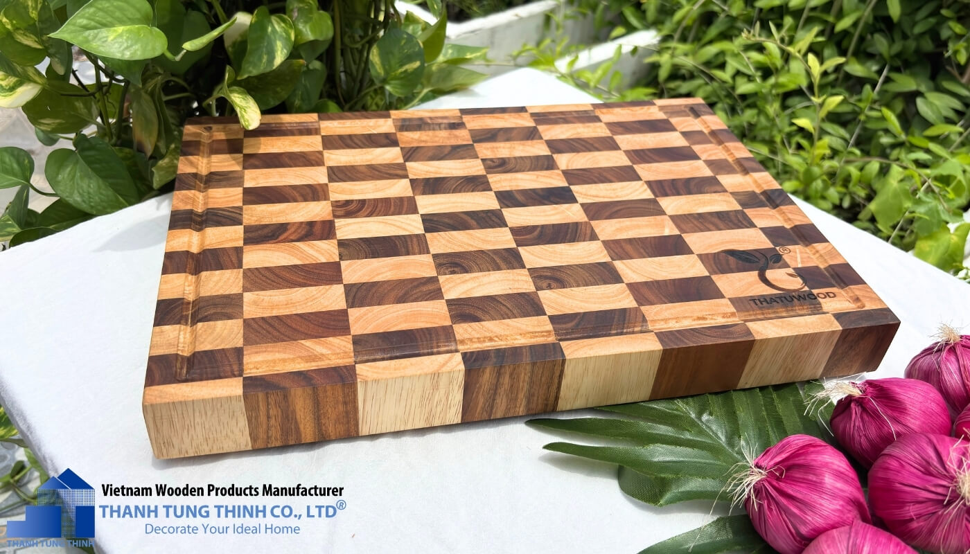 Actual image of Premium Teak and Rubberwood Checkerboard Cutting Board For Kitchen, Decor and Gifts | 03