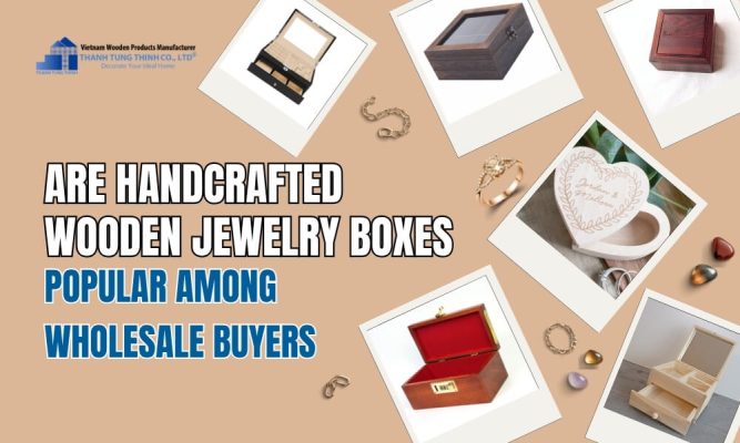 collection of wholesale handcrafted wooden jewelry boxes in various designs and finishes