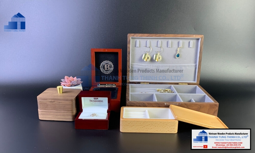 luxury multi tiered wholesale handcrafted wooden jewelry boxes with elegant interior velvet design