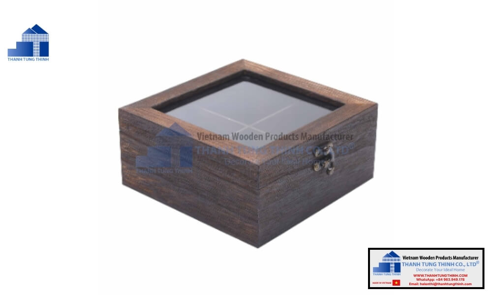glass top decorative carved wooden jewelry box wholesale model