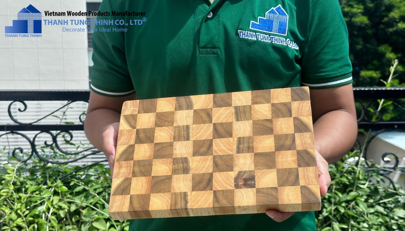 Teak and Rubberwood Checkered Cutting Boards in different sizes