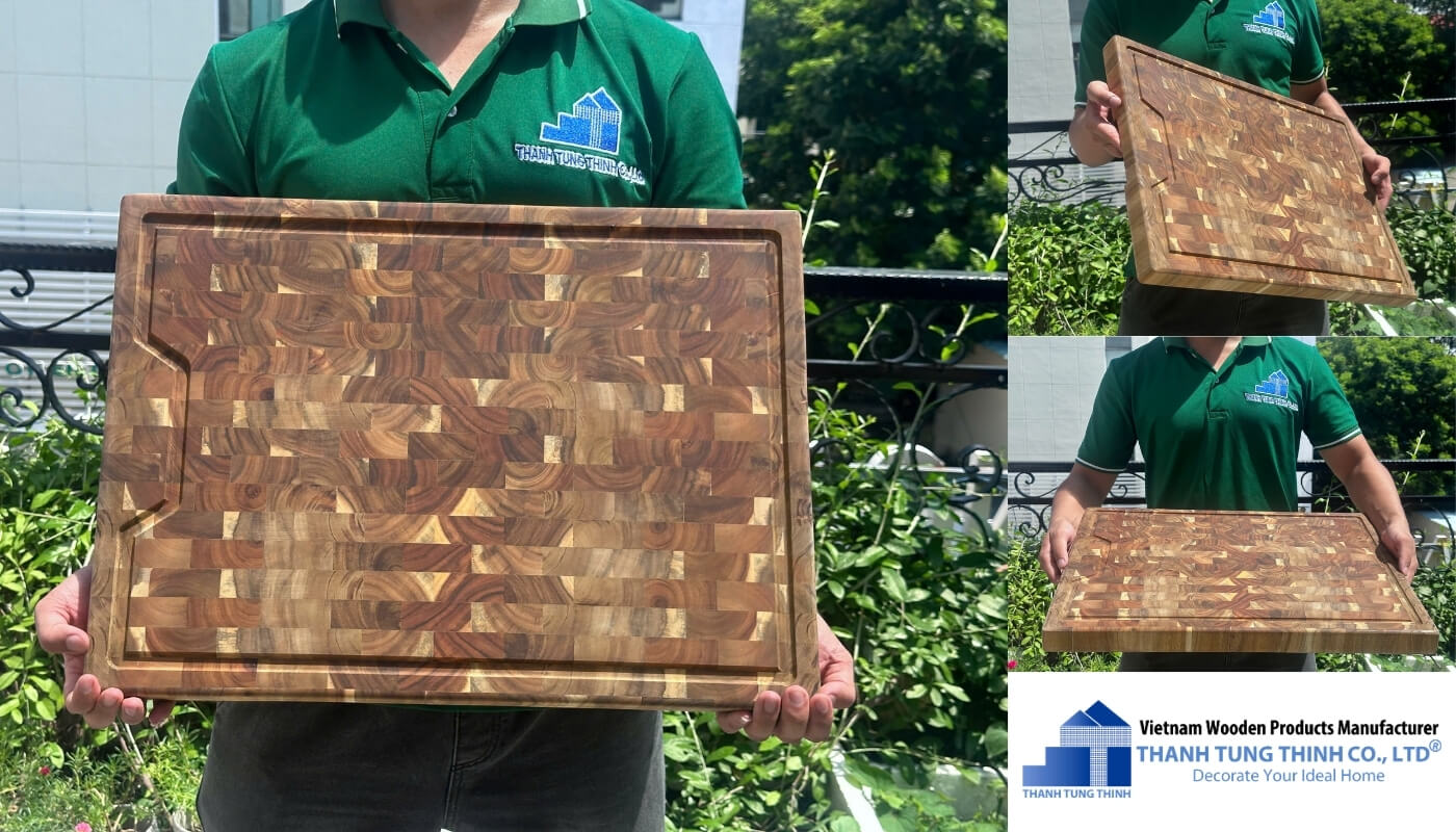 Teak End Grain Cutting Board made from premium natural teak wood